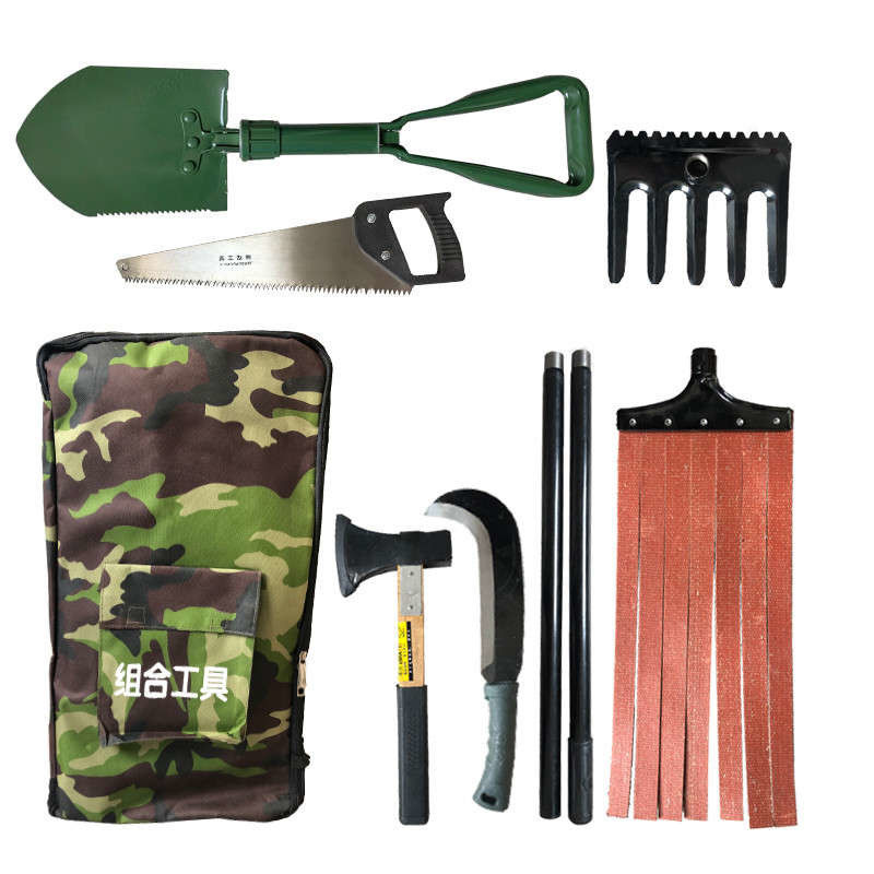 Forest fire extinguishing combination tool set, 8-piece individual rescue kit, portable forest tool set