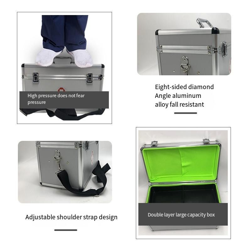 First aid box Aluminum alloy medical box empty, can store conventional drugs for first aid