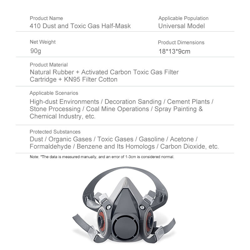 TPE Half Face Respirator Mask Dual Cartridge For Organic Gas Dust Chemical Protection