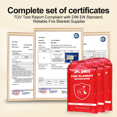 پتوی آتش نشانی فایبرگلاس JAT-1101 1 متر × 1 متر سفید 430 گرم بر متر مربع ضخامت 0.45 میلی متر مقاوم در برابر حرارت 500 درجه سانتیگراد EN 1869:2019 کیسه آکسفورد بسته 0.53 کیلوگرم پتوی خاموش کننده آتش خانگی آشپزخانه